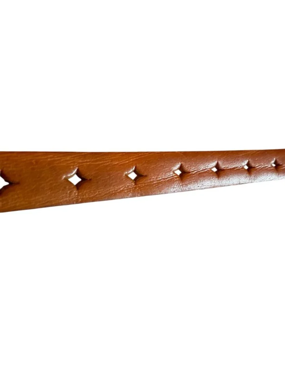 Vintage Skinny Boho Leather Belt With Diamond Cutouts And Gold Buckle Girls